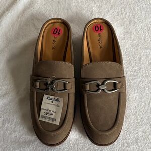 Indigo Brown Slip-On Loafers with Silver Detail